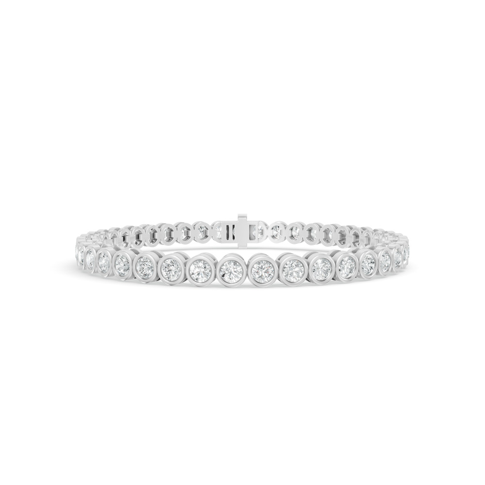 5.56 ctw Diamond Bezel 14K White Gold Tennis Bracelet